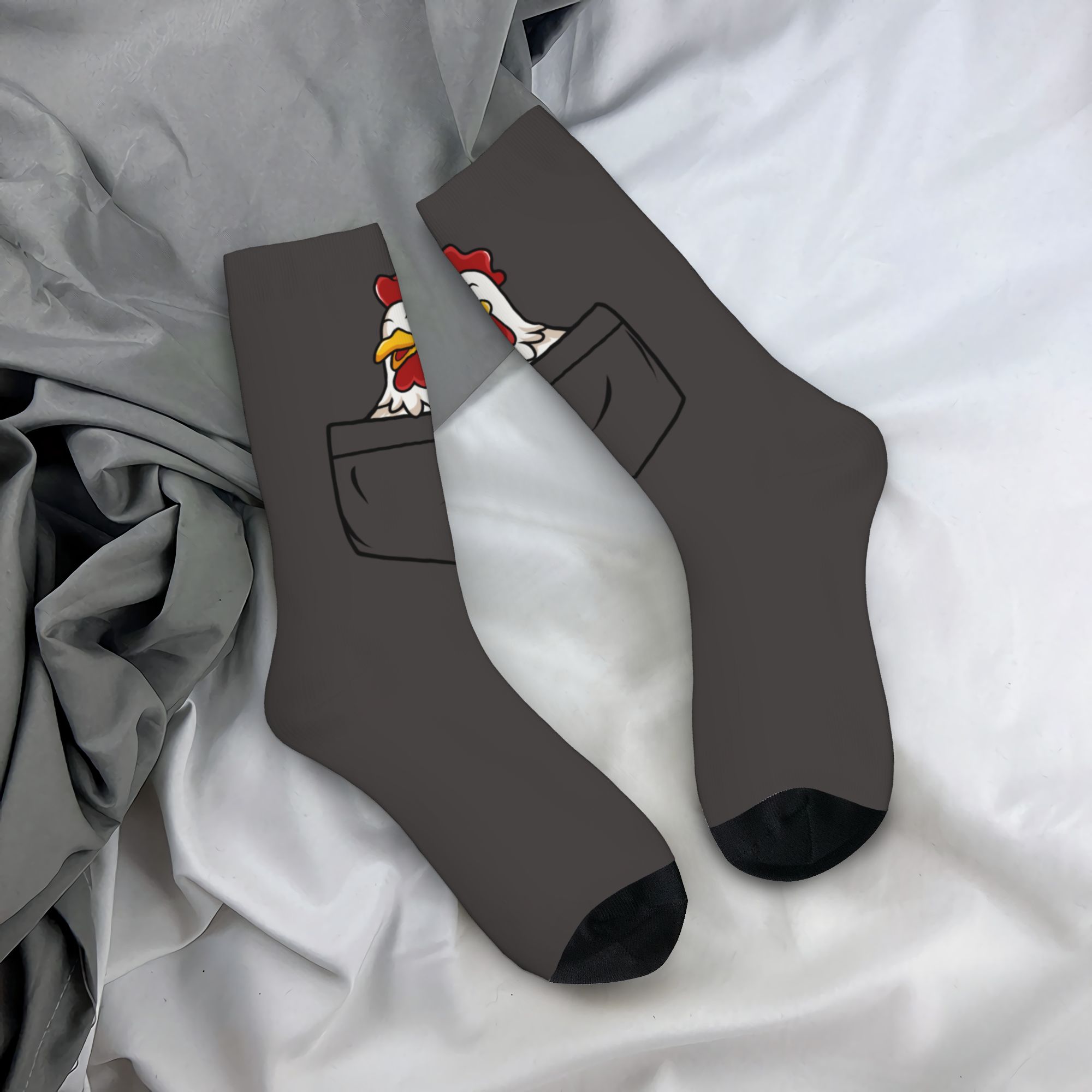 Dress Sock Men - Custom Pocket Animal Rooster Men Women