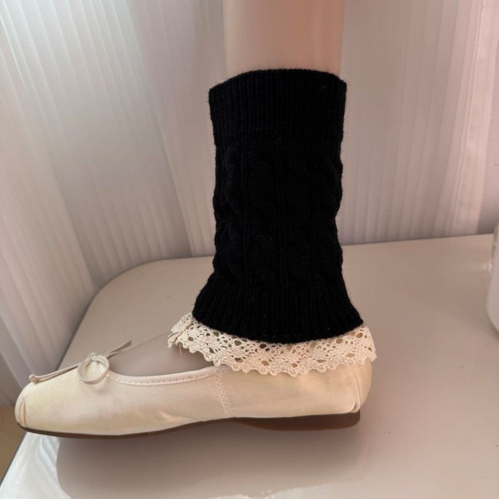 Vintage Lace Ruffle Hem Knit L - Boot Sock Slouchy 评论和价格