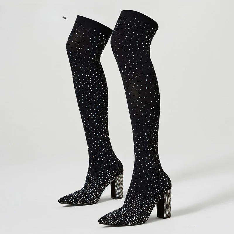 Aneikeh Crystal Over‑the‑Knee  - Knee High Sock Women 评论和价格