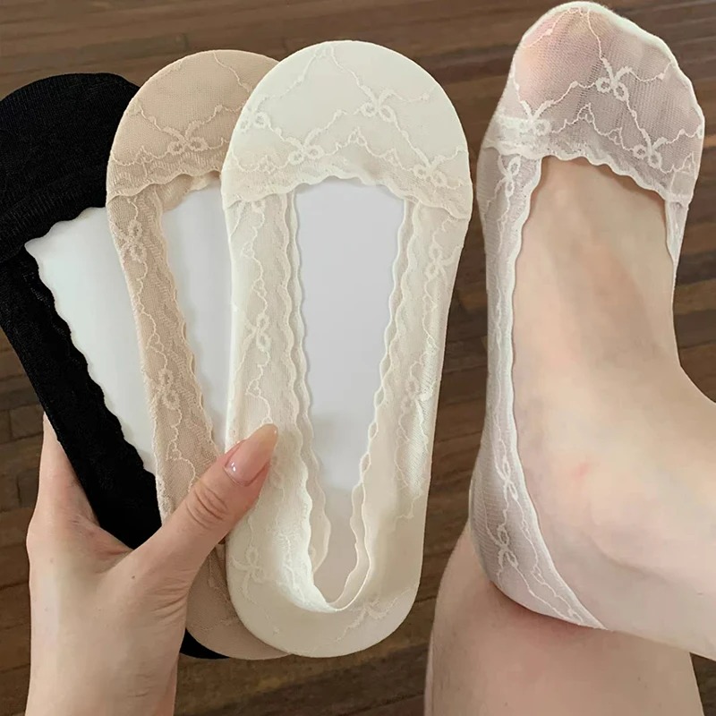 Bow Lace Trim Boat Socks for W - Invisibility Sock Loafer 评论和价格
